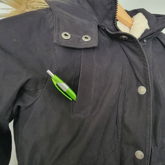 Abercrombie Kids Parka Winter Jacket Coat A&F Sz 5/6 Unisex Black Sherpa Warm - Picture 3 of 10